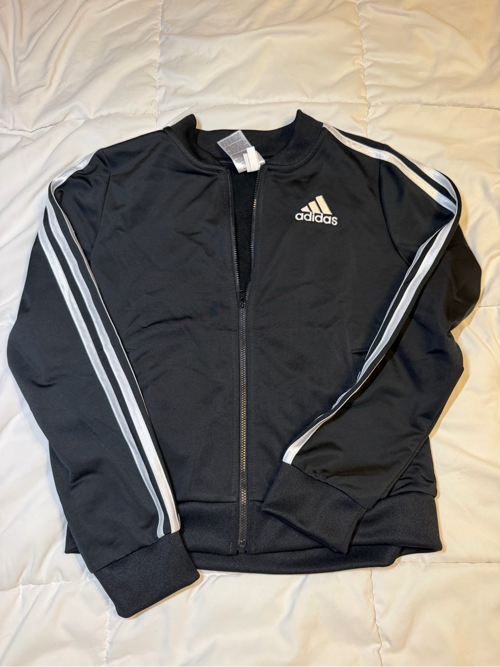 Adidas Kids Black Track Jacket with White Stripe